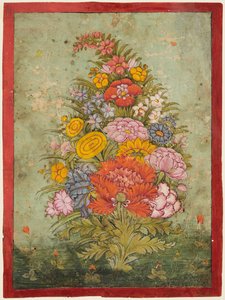 Stilleben: Bukett med blomster som dukker opp fra gresset, ca. 1750.
