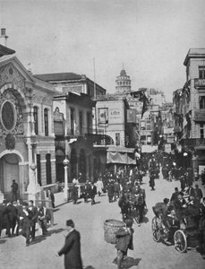 Gateutsikt i Galata fra enden av broen, Konstantinopel, 1913