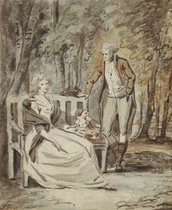 Study for a Portrait: A Lady and a Gentleman in a Park, ca. 1780. av Unbekannt