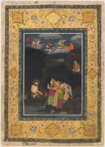 Sultan Ibrahim ibn Adham fra Balkh besøkt av engler, tidlig på 1700-tallet. av Unbekannt