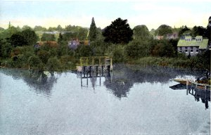 Solnedgang på Themsen, Caversham, Berkshire, 1900-tallet av Unbekannt
