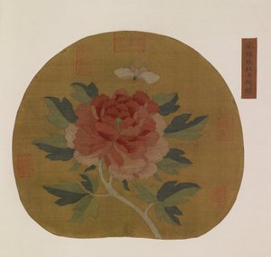 Tapet: en pion og sommerfugl, muligens Ming-dynastiet, 1368-1644. av Unbekannt