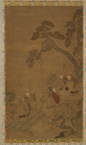 Tapet: fem vismenn i en hage under furu, Ming-dynastiet til Qing-dynastiet, 1368-1911. av Unbekannt