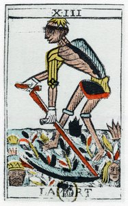Tarot Card of Death, the grim reaper, Noblet tarot, 1600-tallet. av Unbekannt