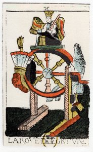 Tarotkort av The Wheel of Fortune, Noblet Tarot, 1600-tallet. av Unbekannt