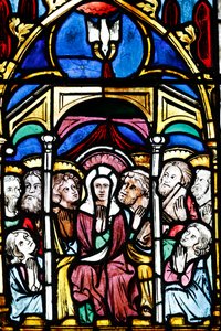 Temple Saint-ƒtienne Calvinist Church, Glassmaleri, The Assumption of Mary into Heaven, Strasbourg, Frankrike. av Unbekannt