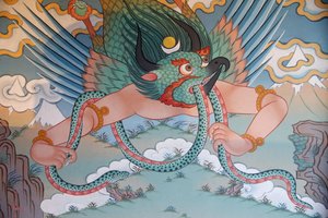Temple of the Thousand Buddhas Dashang Kagyu Ling menighet Painting Garuda, La Boulaye, Frankrike av Unbekannt