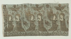 Tekstilfragment med bebudelsen, 1370-1400. av Unbekannt