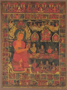 Thangka med bejeweled Buddha Preaching, 1648. av Unbekannt