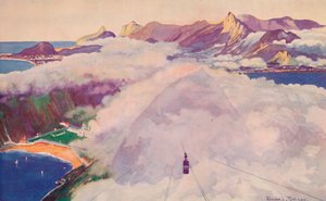 Aerial Ropeway Car som stiger ned fra Sugar Loaf Mountain, 1914. av Unbekannt