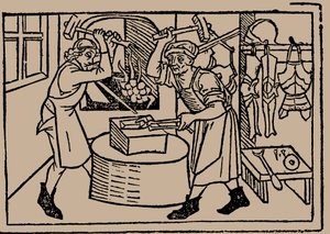 Smedkunsten. Fra Speculum Vitae Humanae av Rodericus Zamorensis, 1479. av Unbekannt