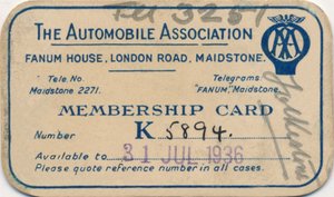 Automobilforeningen: Medlemskort, 1936 av Unbekannt