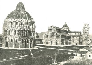 Dåpskapellet, katedralen og det skjeve tårnet, Pisa, Italia, 1895. av Unbekannt