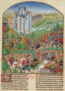 Slaget ved Auray 29. september 1364 Miniatyr fra samling..., ca. 1480. av Unbekannt