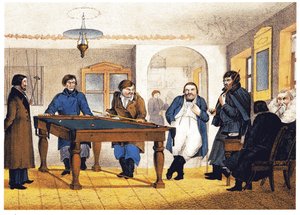 Biljardrommet, tidlig på 1800-tallet. av Unbekannt