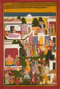 Krishnas fødsel, fra en Sursagar fra Surdas, ca. 1700. av Unbekannt