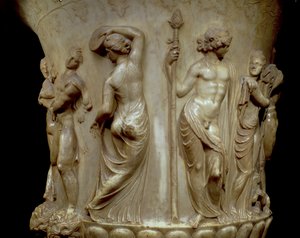 Borghese-krateret eller -vasen, detalj av relieff som viser Dionysos og hans menader, gresk, nyattisk, sent på 2. århundre f.Kr. (marmor) av Unbekannt