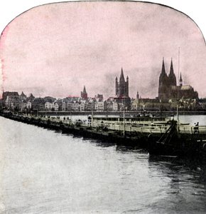 Båtbroen over Rhinen, Köln, Tyskland, tidlig på 1900-tallet av Unbekannt