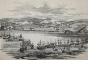 Den britisk-franske skvadronen i Sevastopol, ca 1855 av Unbekannt