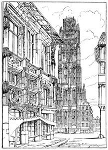 The Cathedral Spire, Rouen, 1835 1900 av Unbekannt