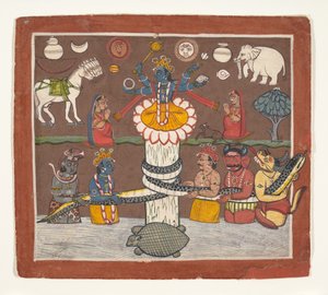 The Churning of the Ocean of Milk, ca. 1780-90. av Unbekannt
