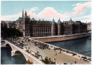 Conciergerie og Pont Neuf, Paris, ca 1900 av Unbekannt