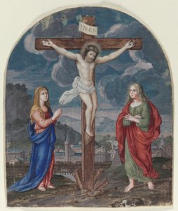 The Crucifixion: Miniatyr utskåret fra en bønnebok, ca. 1540-1550. av Unbekannt