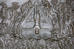 Korsfestelsen av St. Peter - Detalj av en portal - Inngangsdør til St. Peterskirken, Roma, Italia av Unbekannt