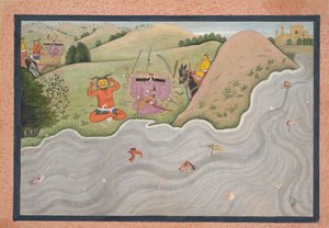 Demonen Marichi prøver å fraråde Ravana... fra en spredt Ramayana-serie, ca. 1780. av Unbekannt