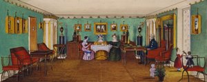 Salongen i huset til grev Josef August Ilinsky i Romaniv, 1834 av Unbekannt