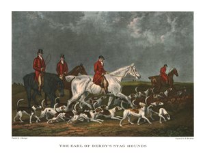The Earl of Derbys Stag Hounds, tidlig på 1800-tallet, ca 1955. av Unbekannt