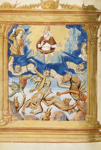 Lucifers fall. Fra Timebok, ca. 1500 av Unbekannt
