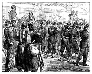 De franske troppene forlater Metz, ca 1870 av Unbekannt