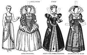The Gallery of British Costume: Kjole slitt på slutten av det sekstende århundre, c1934 av Unbekannt