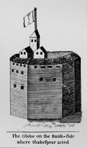 The Globe på Bank-siden der Shakespeare opptrådte, c1600, 1912 av Unbekannt