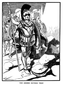 Grekerne utenfor Troja, ca 1900 av Unbekannt