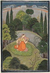 Heltinnen som venter spent på sin fraværende elsker Utka Nayika, ca. 1760-1765. av Unbekannt