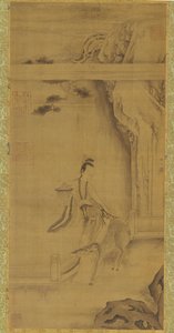 Den udødelige Ma Gu med en hjort, Qing-dynastiet, 1700-tallet. av Unbekannt