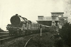 Den irske posten forlater Menai-broen, c1930. av Unbekannt