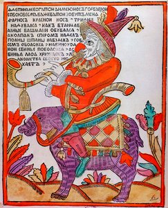 Jester Farnos den røde nesen, Lubok-trykk, 1700-tallet av Unbekannt