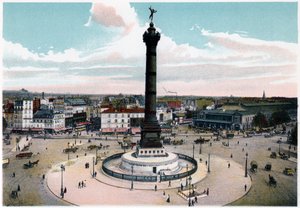 Julisøylen på Place de la Bastille, Paris, ca 1900 av Unbekannt