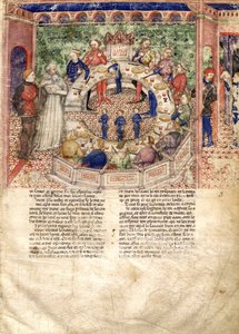 The Knights of the Round Miniature fra The Quest for the Holy Grail and the Death of Arthur, ca 1220 av Unbekannt