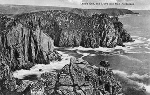 The Lions Den fra Pordenack, Lands End, Cornwall, tidlig på 1900-tallet av Unbekannt