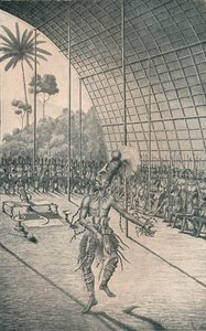 Mangbattu-kongen Munsa danser foran hans koner og krigere, c1870, 1903 av Unbekannt
