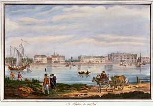 Marmorpalasset og Neva-vollen, St. Petersburg, Russland, 1822 av Unbekannt