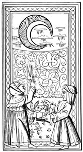 Månen, tarotkort, 1300-tallet, 1870 av Unbekannt