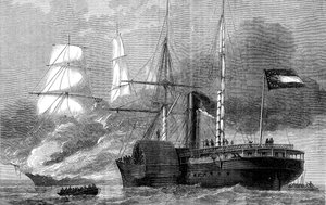 Nashville ødelegger en føderal kjøpmann, amerikansk borgerkrig, 1861-1862 c1880 av Unbekannt