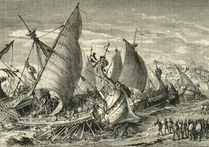 Sjøslaget i havnen i Syracuse, 1890. av Unbekannt