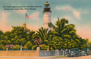 Det eneste fyrtårnet i USA helt innenfor bygrenser, Key West, Florida, c1940-tallet av Unbekannt
