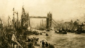 Åpningsseremonien til Tower Bridge, c1894. av Unbekannt